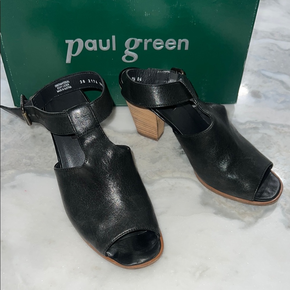 Paul Green Black Open-Toe Heels